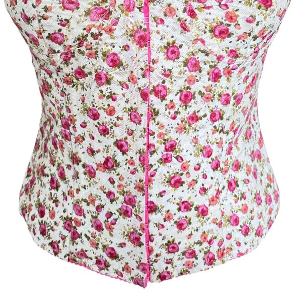 Dolce&Gabbana CORSET Pink Floral Bustier  D&G Denim Back Bustier Top Size Small - Picture 5 of 16